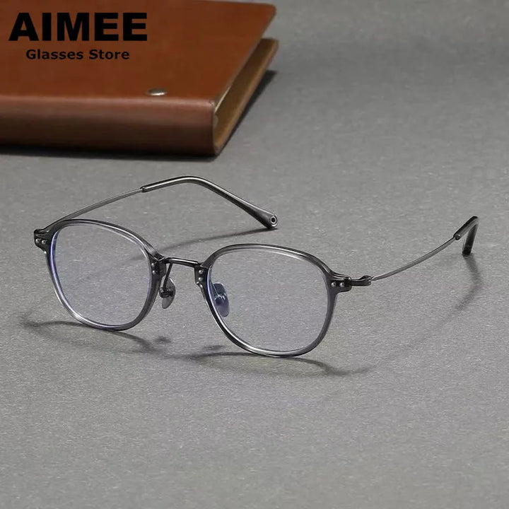 Aimee Unisex Full Rim Round Titanium Acetate Eyeglasses 742270