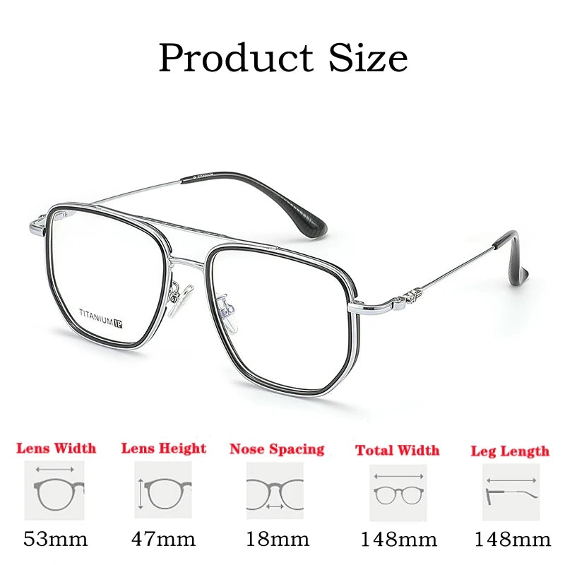 Yimaruili Unisex Full Rim Big Square Double Bridge Titanium Eyeglasses Y88032 Full Rim Yimaruili Eyeglasses   