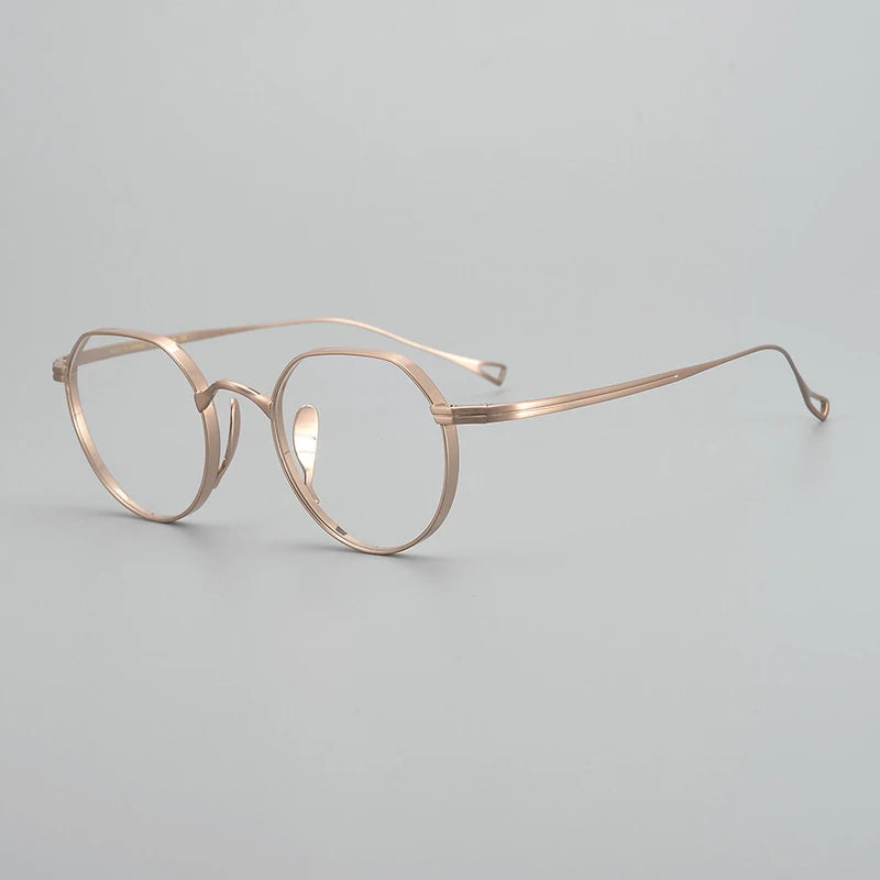 Gatenac Unisex Full Rim Small Flat Top Round Titanium Eyeglasses Gxyj1449 Full Rim Gatenac Rose Gold  