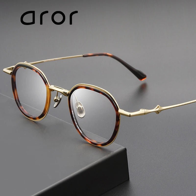 Aror Women's Full Rim Polygon Oval Acetate Titannium Eyeglasses 76810