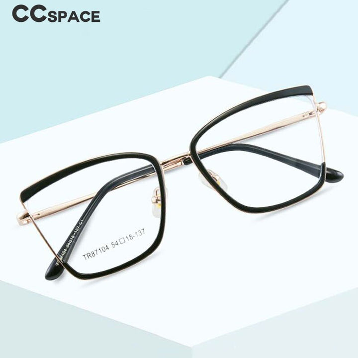 CCspace Unisex Full Rim Square Cat Eye TR 90 Alloy Eyeglasses 55915 Full Rim CCspace   