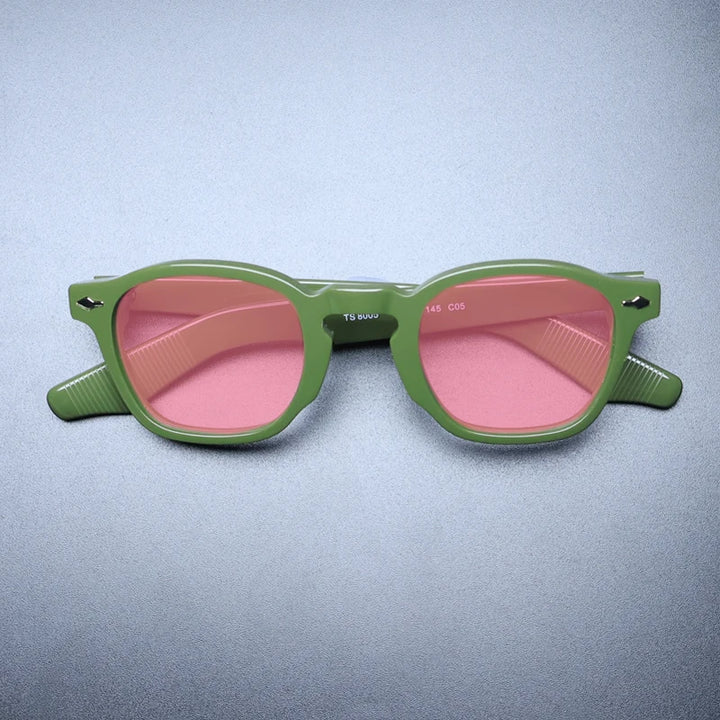 Gatenac Unisex Full Rim Square Acetate Polarized Sunglasses M009 Sunglasses Gatenac Green Pink  