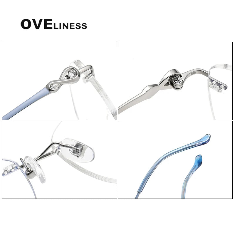 Oveliness Women's Rimless Square Cat Eye Titanium Eyeglasses 196003 Rimless Oveliness   