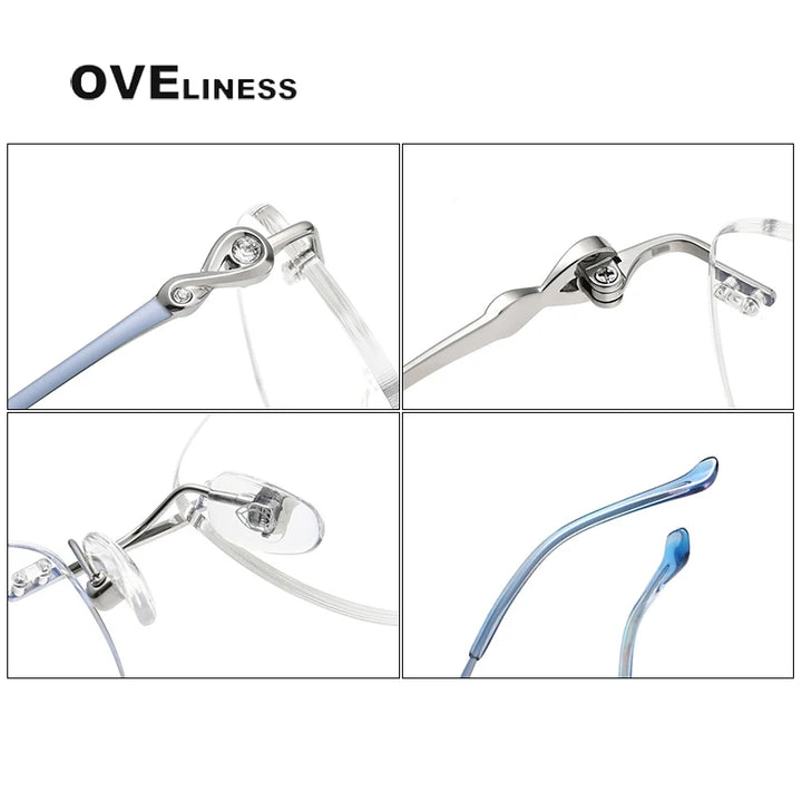 Oveliness Women's Rimless Square Cat Eye Titanium Eyeglasses 196003 Rimless Oveliness   