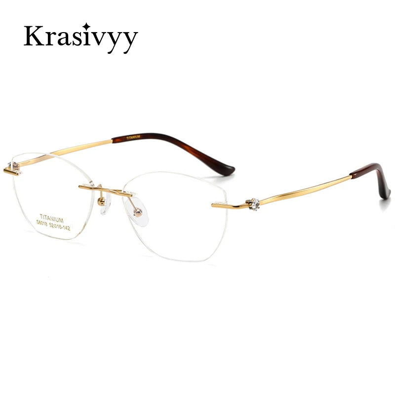 Krasivyy Women's Rimless Oval Cat Eye Titanium Eyeglasses 6018 Rimless Krasivyy   