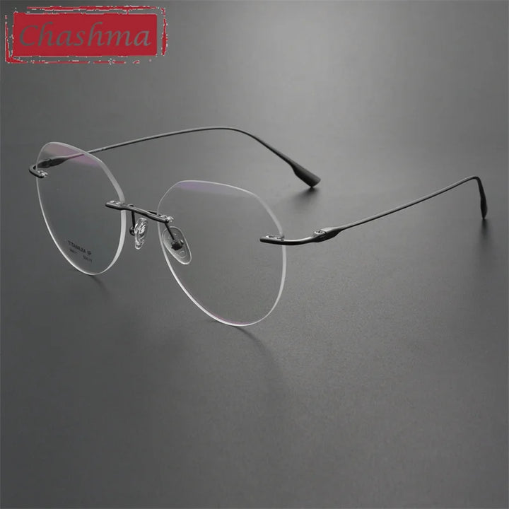 Chashma Ochki Women's Rimless Flat Top Round Titanium Eyeglasses 896611