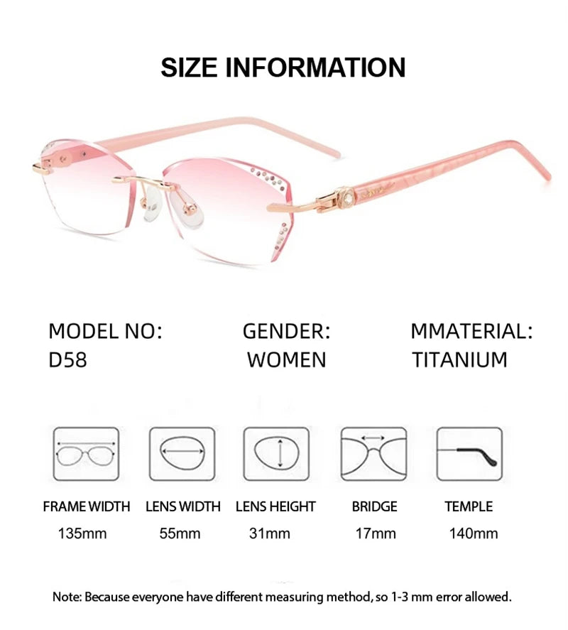 Summer Flower Women's Rimless Oval Square Titanium Eyeglasses 613558