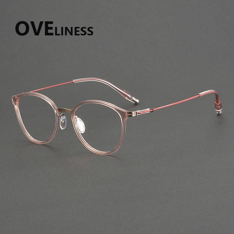 Oveliness Unisex Full Rim Oval Round Acetate Titanium Eyeglasses 22501