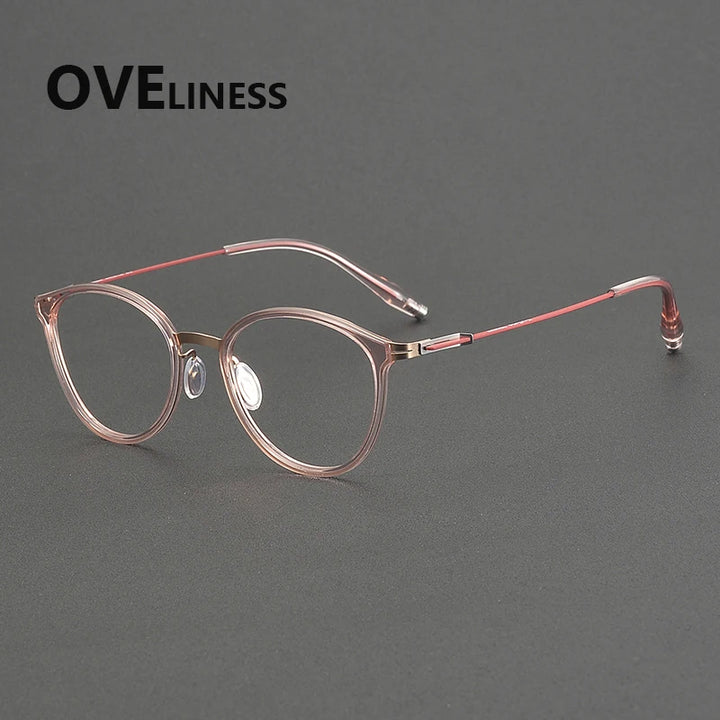 Oveliness Unisex Full Rim Oval Round Acetate Titanium Eyeglasses 22501
