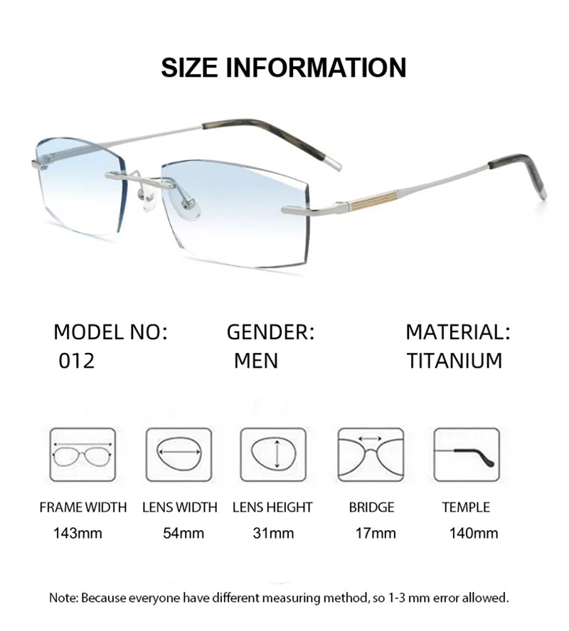Summer Flower Men's Rimless Square Titanium Eyeglasses 369012