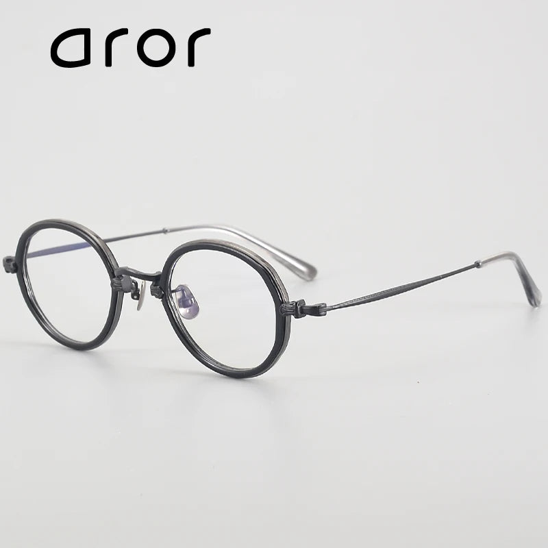 Aror Unisex Full Rim Big Round Titanium Acetate Eyeglasses 494196 Full Rim Aror