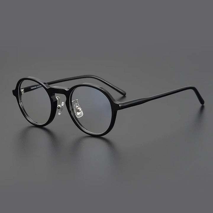 Black Mask Unisex Full Rim  Round Acetate Glasses Eyeglasses 13747 Full Rim Black Mask Black  