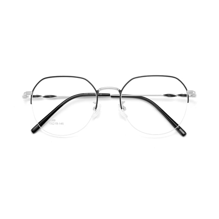 Yimaruili Unisex Semi Rim Flat Top Polygon Alloy Eyeglasses 636389