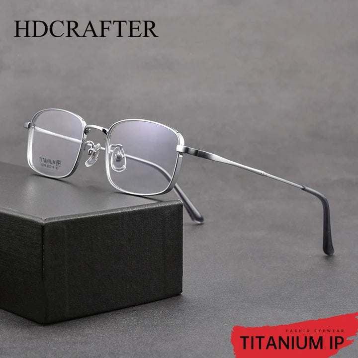 Hdcrafter Men's Full Rim Big Square Titanium Eyeglasses 15339 Full Rim Hdcrafter Eyeglasses   