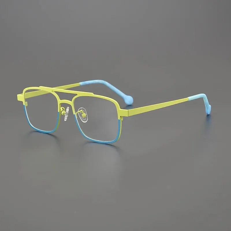 Hewei Unisex Full Rim Square Double Bridge Titanium Eyeglasses 85789 Full Rim Hewei   