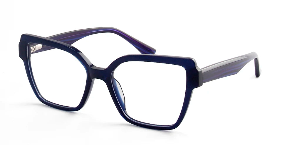 Esnbie Women's Full Rim Polygon Cat Eye Acetate Eyeglasses 49010