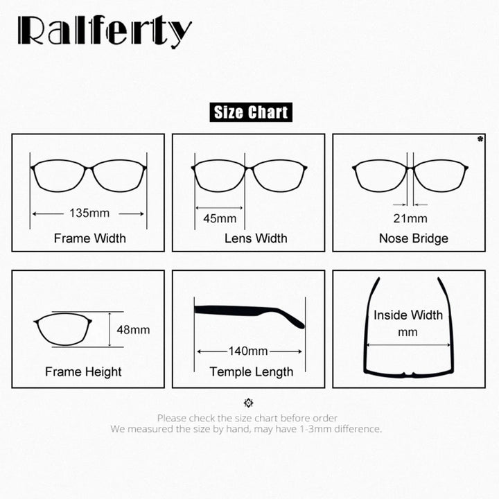 Ralferty Unisex Full Rim Round Alloy Eyeglasses Clip On Polarized Sunglasses R8010 With Clip Ons Ralferty   