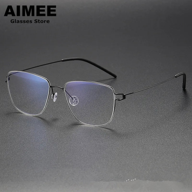 Aimee Unisex Full Rim Square Screwless Titanium Eyeglasses 7221 Full Rim Aimee Black  