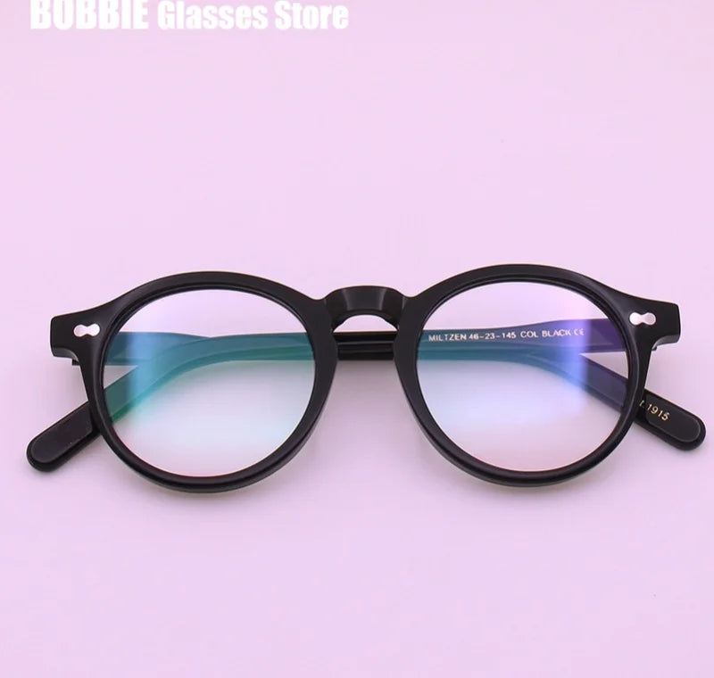 Bobbie Women's Full Rim Oval Round AcetateTitanium Eyeglasses 464223