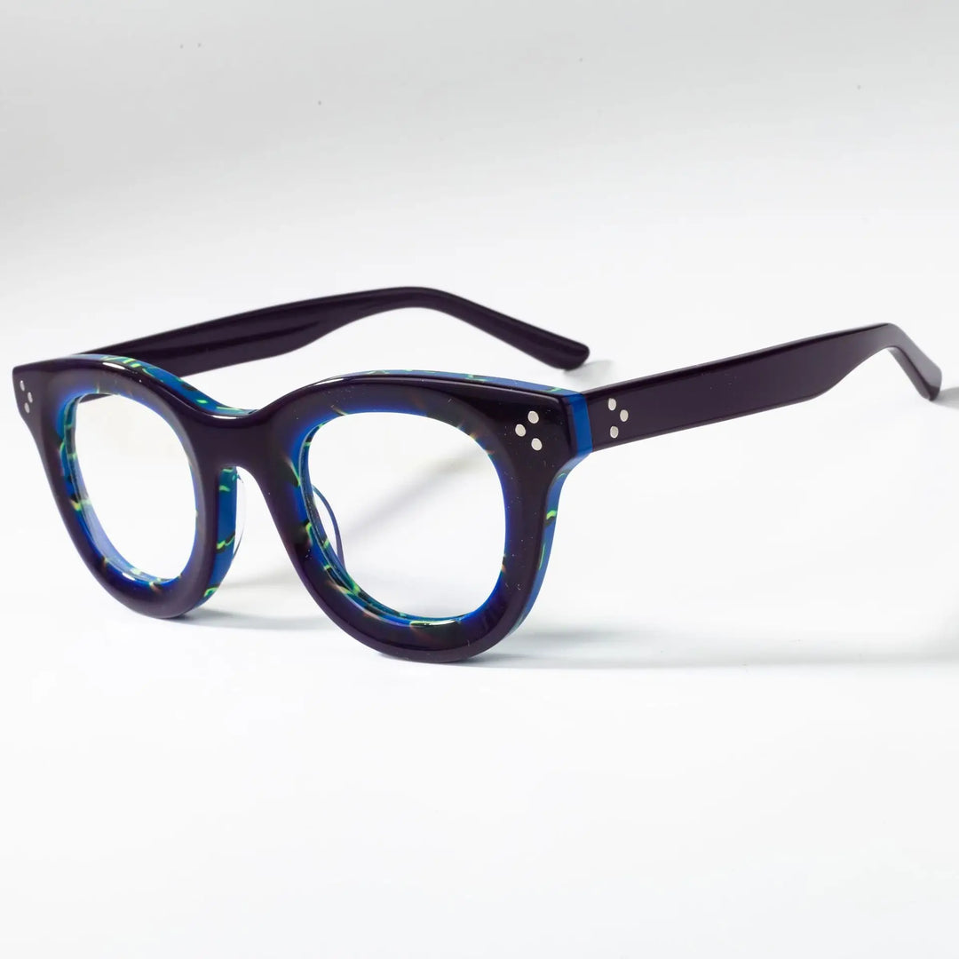 Cubojue Unisex Full Rim Round Plastic Reading Glasses Hl56023 Reading Glasses Cubojue blue tortoise 0 