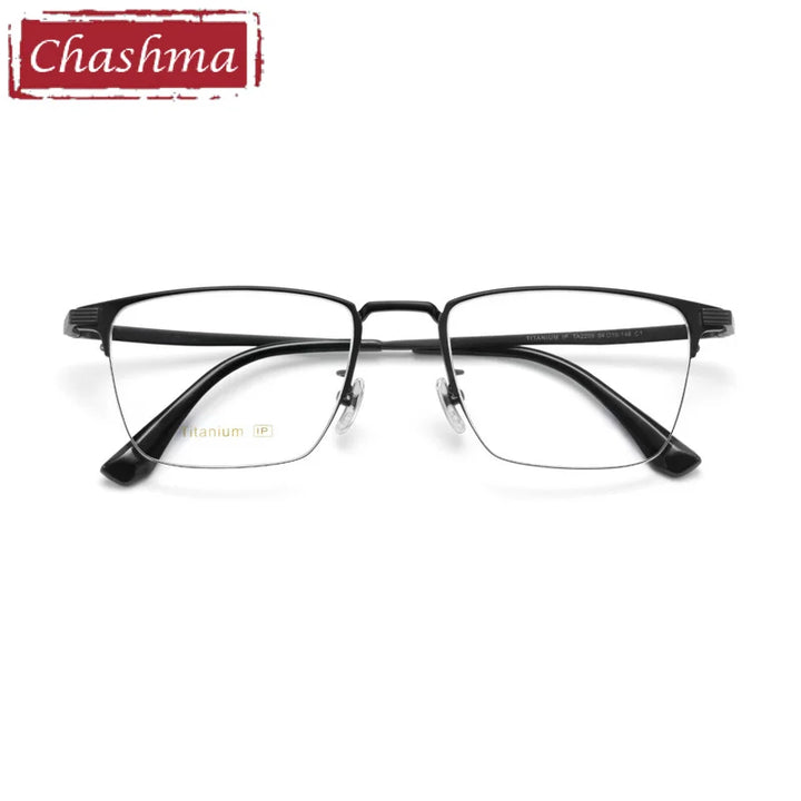 Chashma Ottica Unisex Semi Rim Square Titanium Eyeglasses 2209 Semi Rim Chashma Ottica Black  