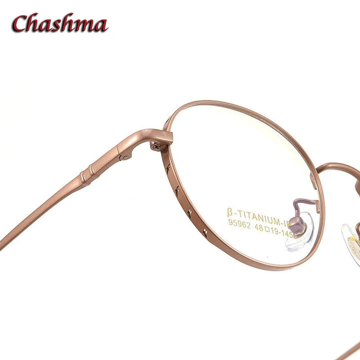 Chashma Ochki Unisex Full Rim Small Round Titanium Eyeglasses 95962 Full Rim Chashma Ochki   