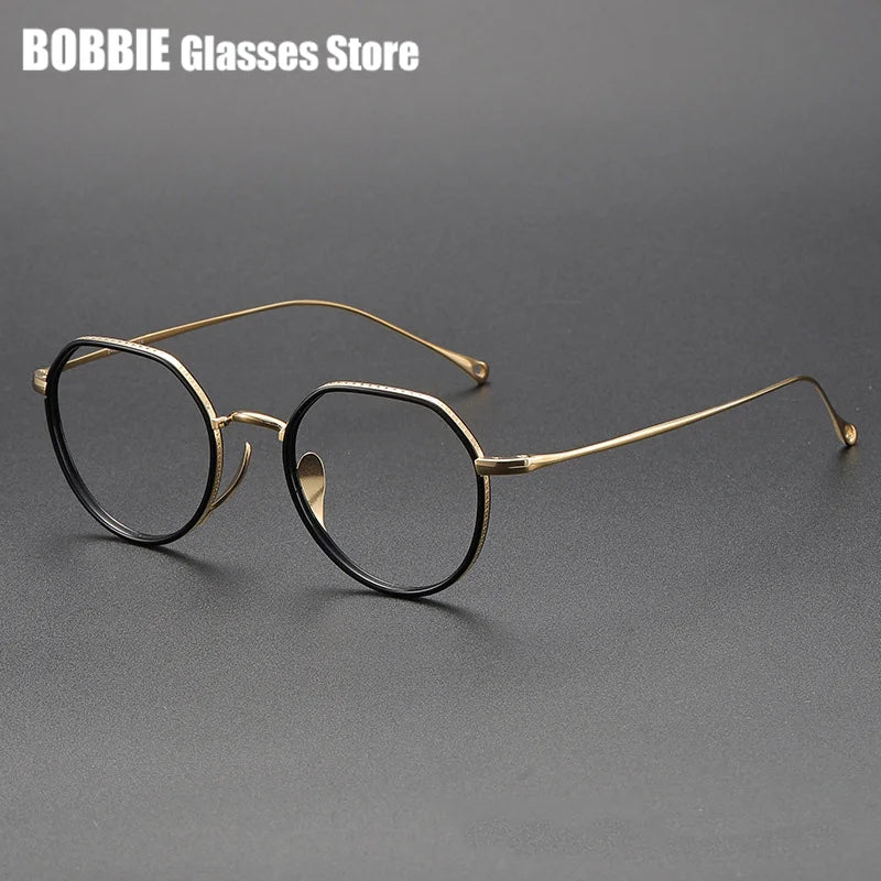 Bobbie Women's Full Rim Flat Top Oval Acetate Titanium Eyeglasses 731067