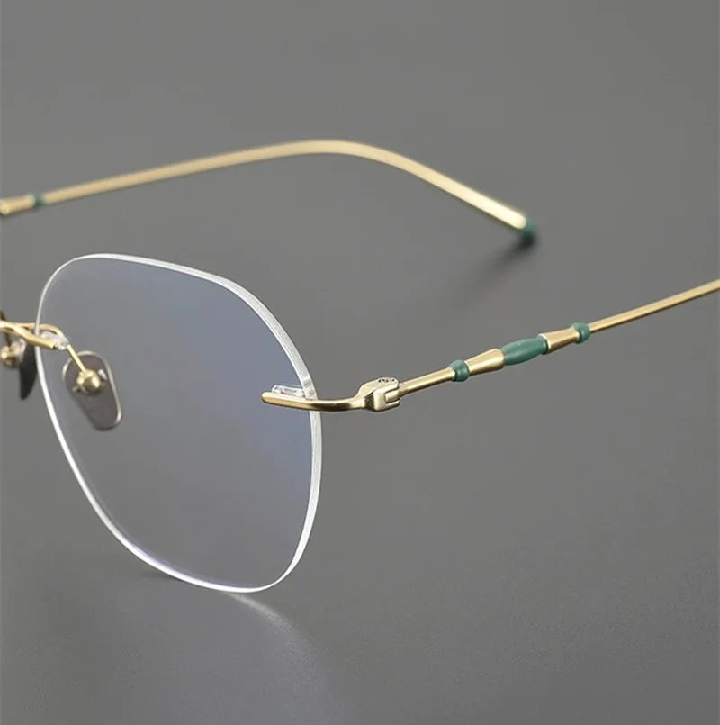 Aimee Men's Rimless Polygon Square Titanium Eyeglasses 5930 Rimless Aimee   