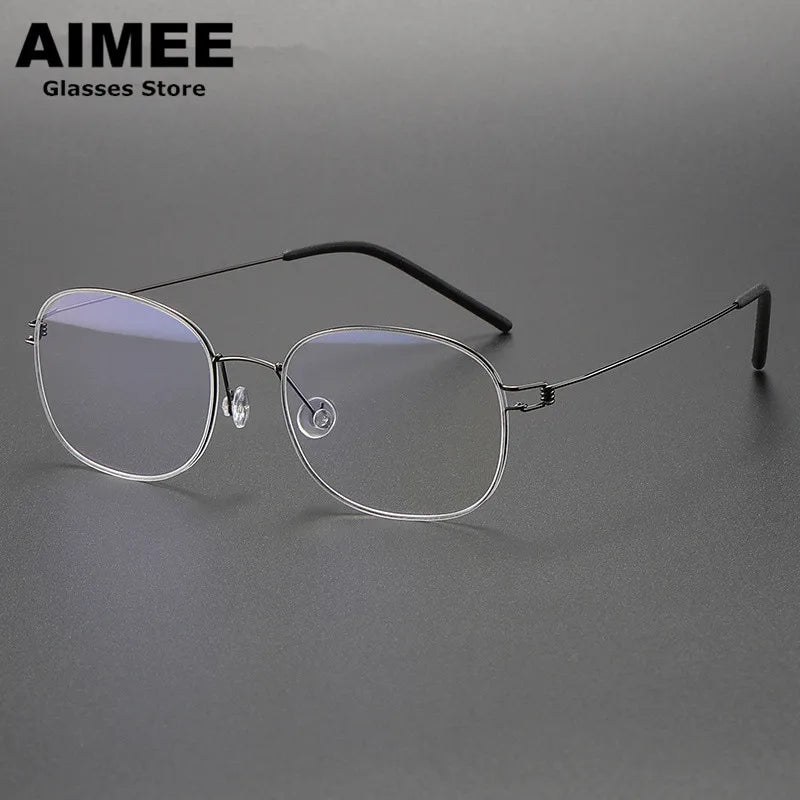 Aimee Unisex Full Rim Oval Square Screwless Titanium Eyeglasses 4919 Full Rim Aimee   