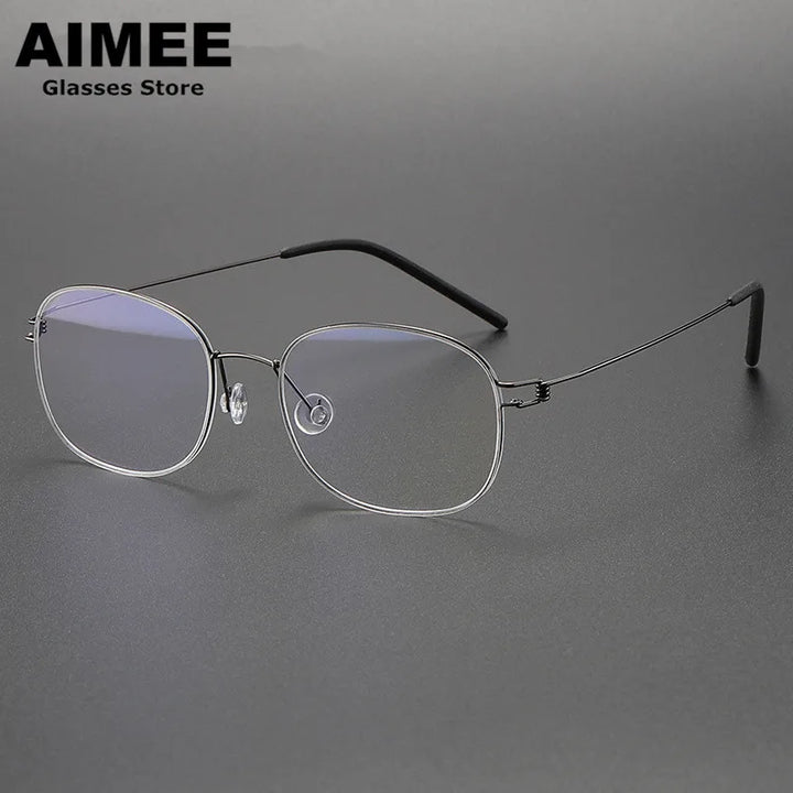 Aimee Unisex Full Rim Oval Square Screwless Titanium Eyeglasses 4919 Full Rim Aimee   