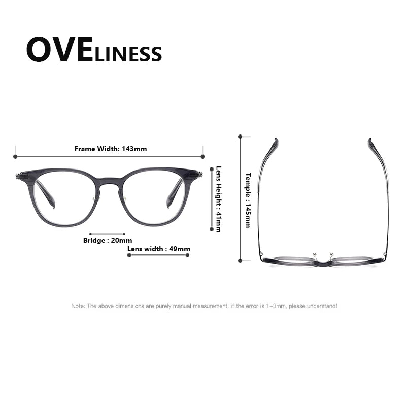 Oveliness Unisex Full Rim Oval Square Acetate Titanium Eyeglasses 90002