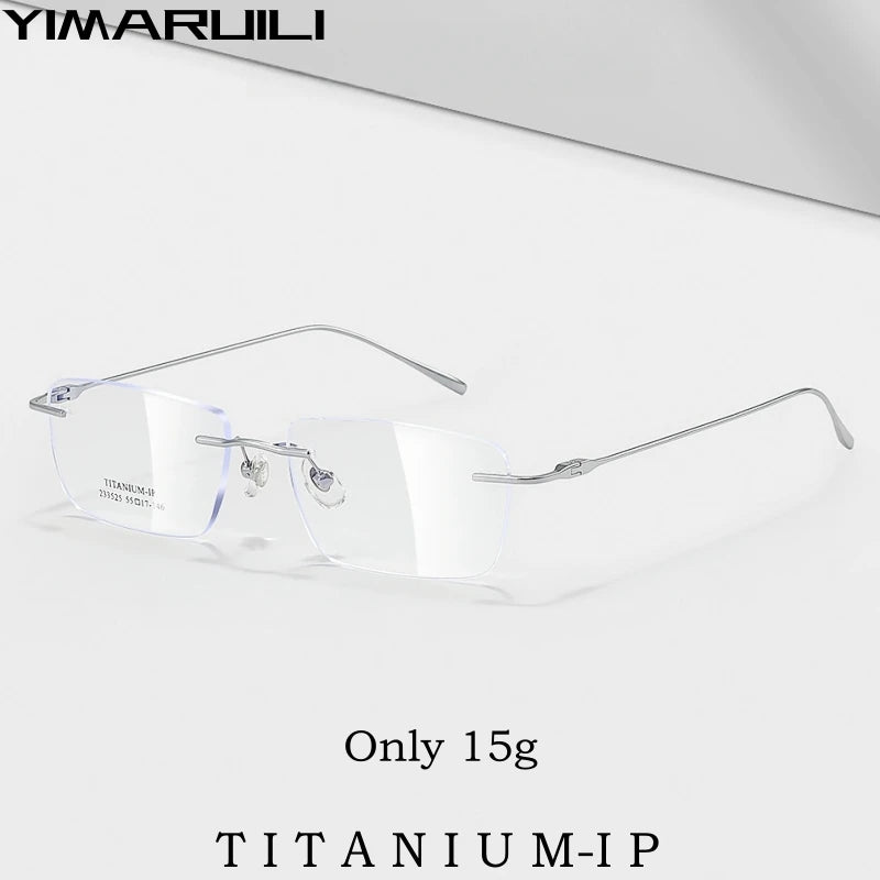 Yimaruili Unisex Rimless Square Titanium Eyeglasses Y233525 Rimless Yimaruili Eyeglasses   