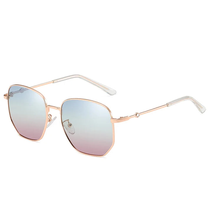 Yimaruili Women's Full Rim Polygon Oval Alloy Tac Sunglasses 91871