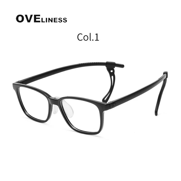 Oveliness Unisex Youth's Full Rim Square Tr 90 Titanium Eyeglasses 50939 Full Rim Oveliness black c1  