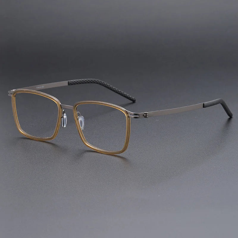 Momoja Men's Full Rim Big Square Titanium Acetate Eyeglasses 698009