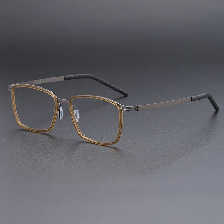 Momoja Men's Full Rim Big Square Titanium Acetate Eyeglasses 698009