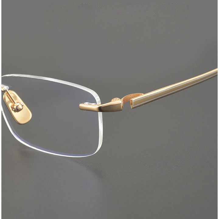 Muzz Men's Rimless Square Titanium Eyeglasses M9010 Rimless Muzz   