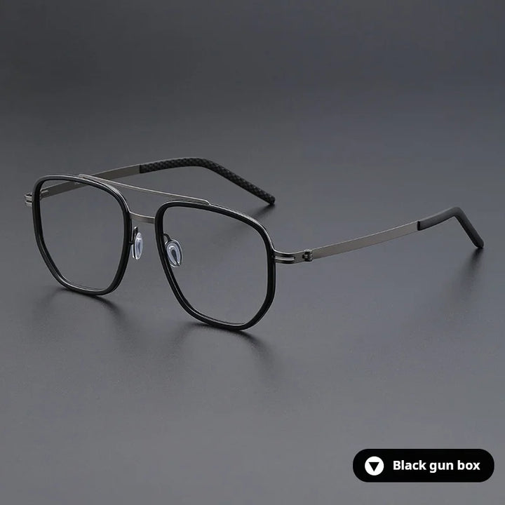Momoja Unisex Full Rim Oval Double Bridge Acetate Titanium Eyeglasses 698012