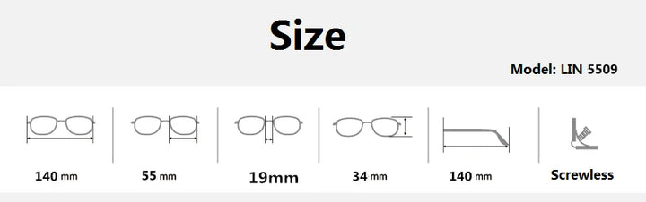 Aimee Unisex Full Rim Square Screwless Titanium Eyeglasses 5509 Full Rim Aimee   