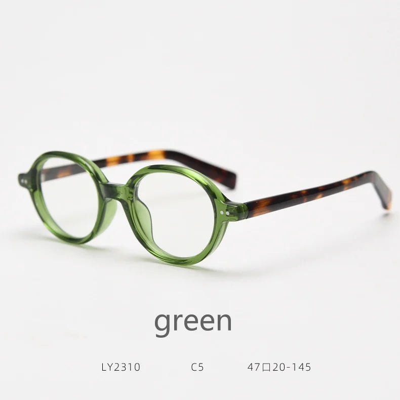 KatKani Unisex Full Rim Small Oval Acetate Eyeglasses 2310 Full Rim KatKani Eyeglasses green  