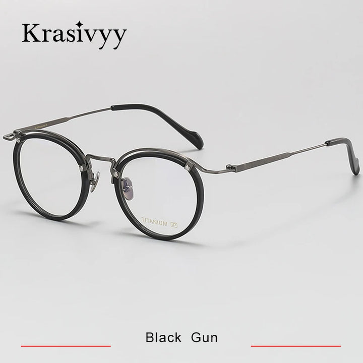 Krasivyy Unisex Full Rim Round Titanium Acetate Eyeglasses 710036