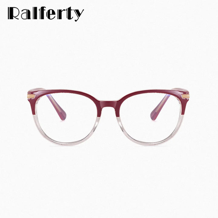 Ralferty Women's Full Rim Round Cat EyeTr 90 Acetate Eyeglasses 82162 Full Rim Ralferty   