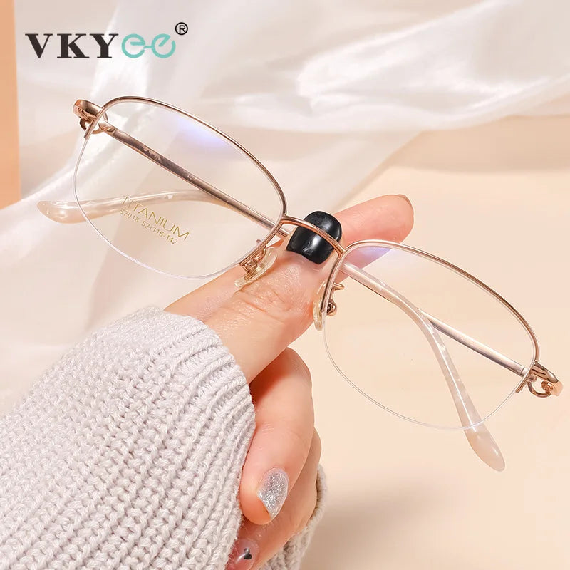 Vicky Women's Semi Rim Oval Square Titanium Reading Glasses 70181