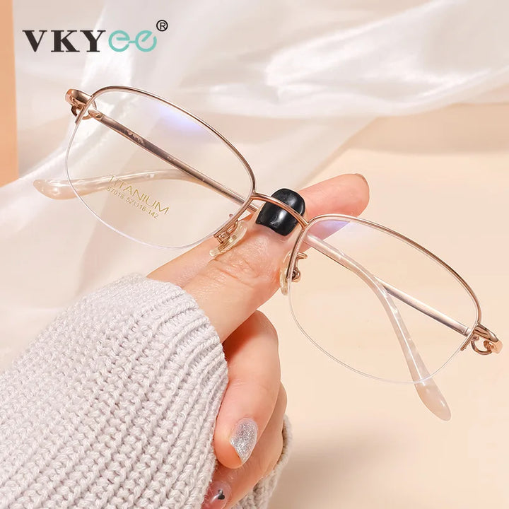 Vicky Women's Semi Rim Oval Square Titanium Reading Glasses 70181