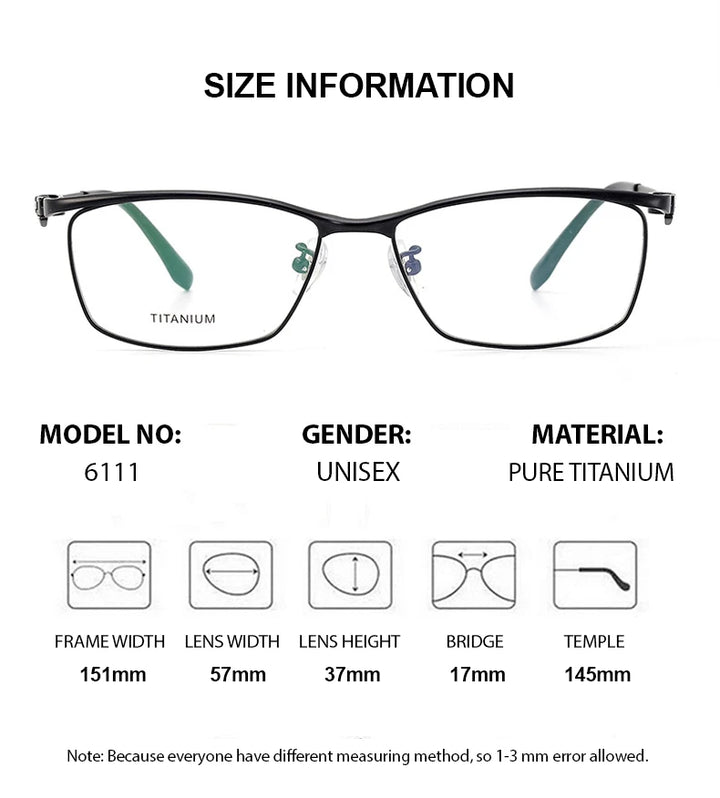 Summer Flower Men's Full Rim Big Square Brow Line Titanium Eyeglasses 86111 Full Rim Summer Flower