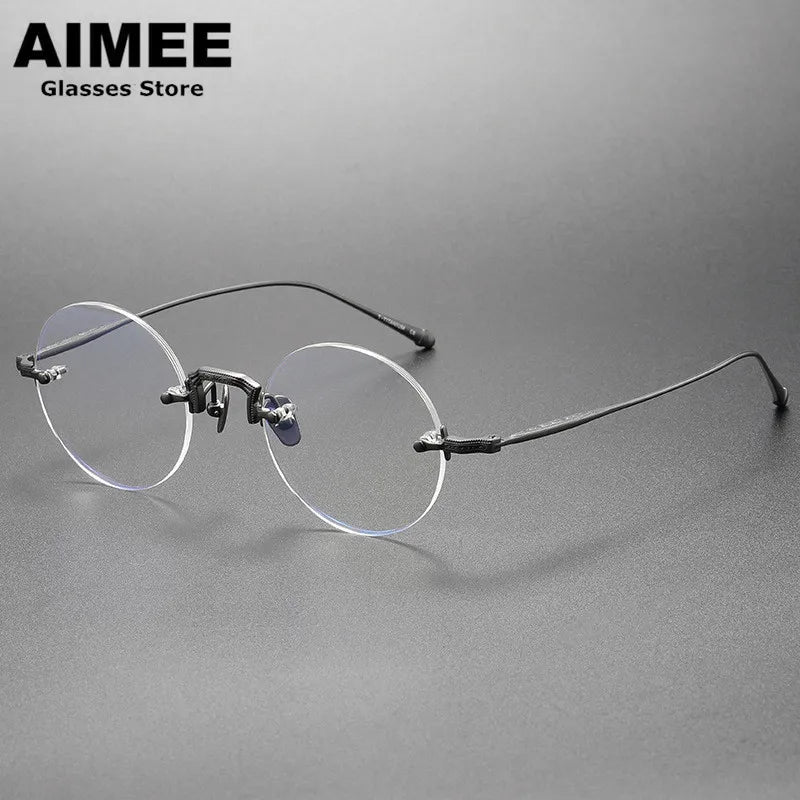 Aimee Men's Rimless Round Titanium Eyeglasses 3105 Rimless Aimee   