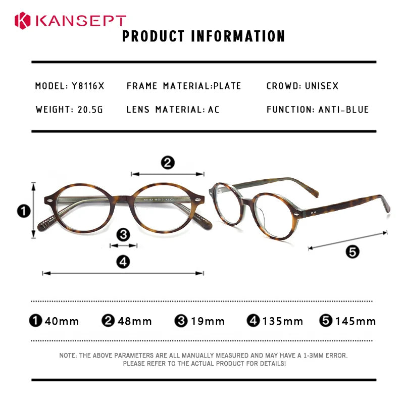 Kansept Women's Full Rim Oval Acetate Alloy Reading Glasses 781167