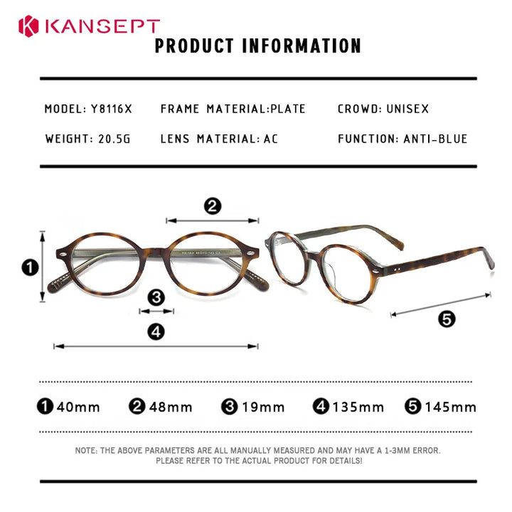 Kansept Women's Full Rim Oval Acetate Alloy Reading Glasses 781167