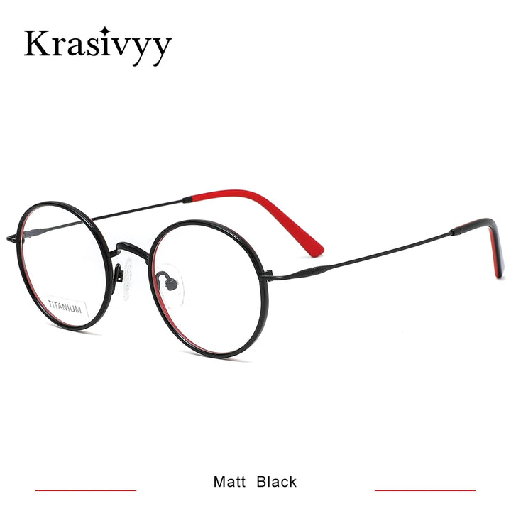 Krasivyy Women's Full Rim Round Titanium Acetate Eyeglasses 416036