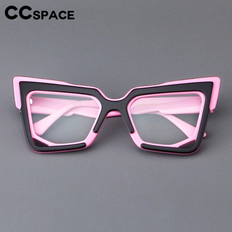 CCspace Unisex Full Rim Square Cat Eye Acetate Eyeglasses 301622 Full Rim CCspace   